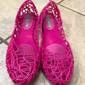 Melissa+Campana hot pink jelly shoes